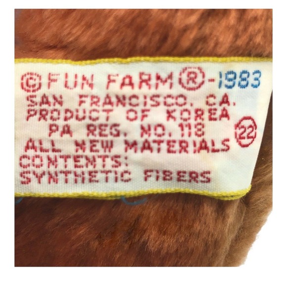 Dakin Fun Farm 1983 9" Vintage Teddy Bear Stuffed Animal Plush with Gingham Bow! - Picture 8 of 8